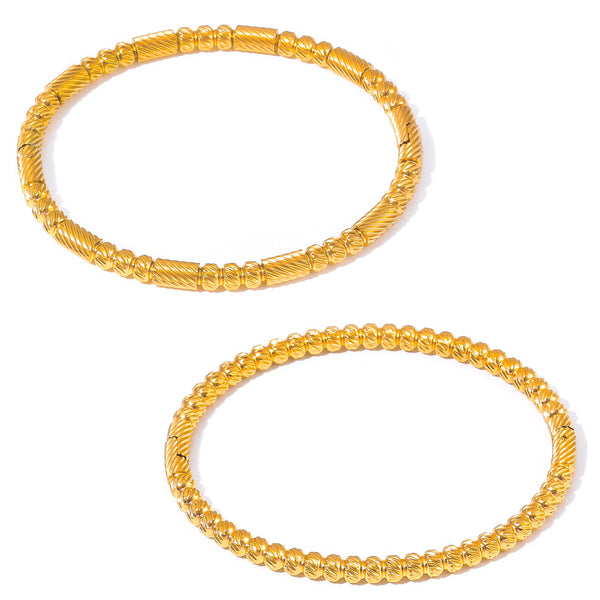 Fashion commuter personality minimalist elegant jewelry geometric texture round bead splicing design titanium steel gold-plated bracelet pp