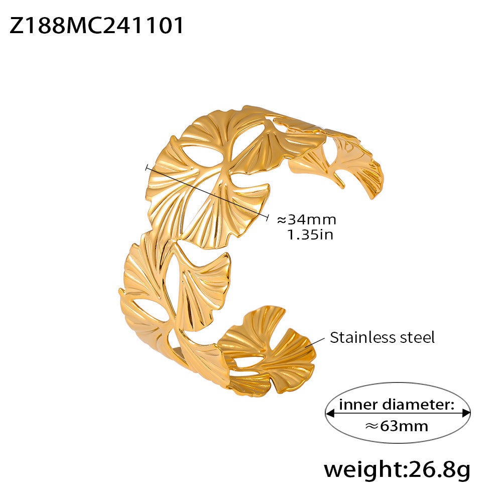 Flower Hollow Opening Bracelet Stainless Steel 18K Gold Cross-border Fashion Adjustable Jewelry Combination Spot 99