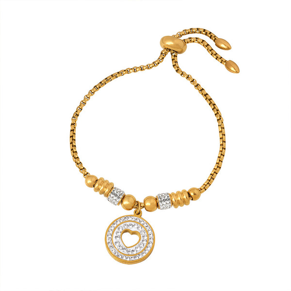 Premium sense light luxury personalized diamond-encrusted bracelet titanium steel plated 18K gold versatile simple and non-fading women's jewelry 99