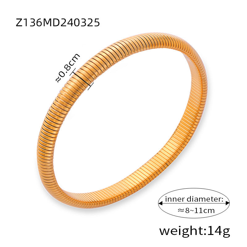 Goose throat bracelet European and American style fashion personalized design titanium steel gold-plated elastic striped bracelet women's jewelry wholesale