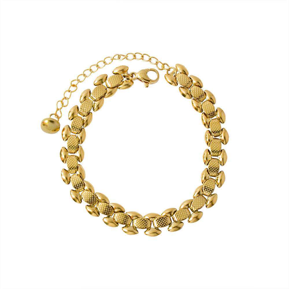 Cold wind bracelet women's widened watch chain jewelry titanium steel plated 18k gold color retention one piece hair 99