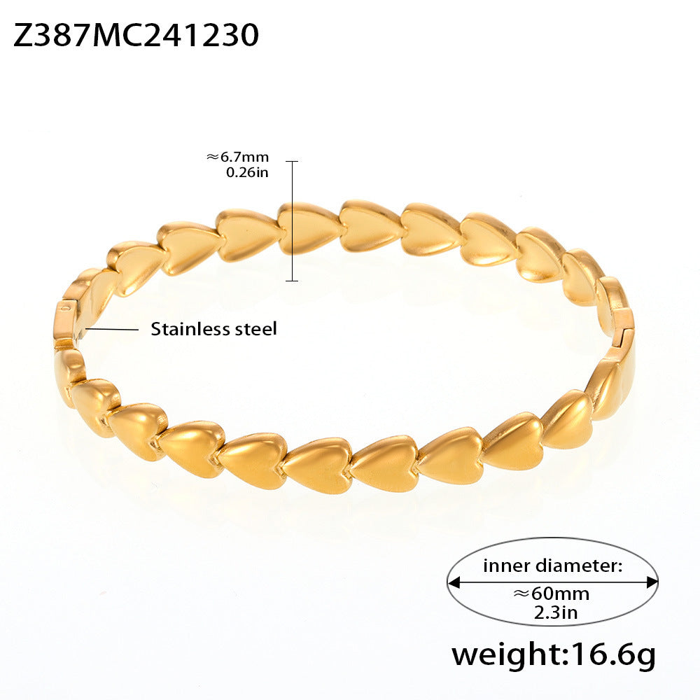 Light Luxury Minimalist Ring Diamond Zircon Bracelet Combination Titanium Steel Plated 18K Real Gold Bracelet