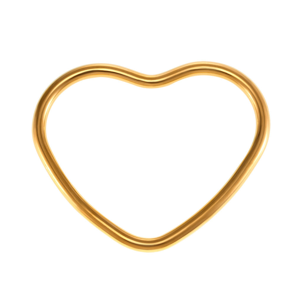 Independent Station Niche Design Sense Love Closed Bracelet Titanium Steel Plated 18k Real Gold Heart Textured Bracelet