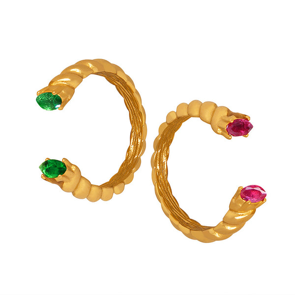 New personalized non-fading electroplated titanium steel twist thread inlaid with colored spar personalized opening ring female