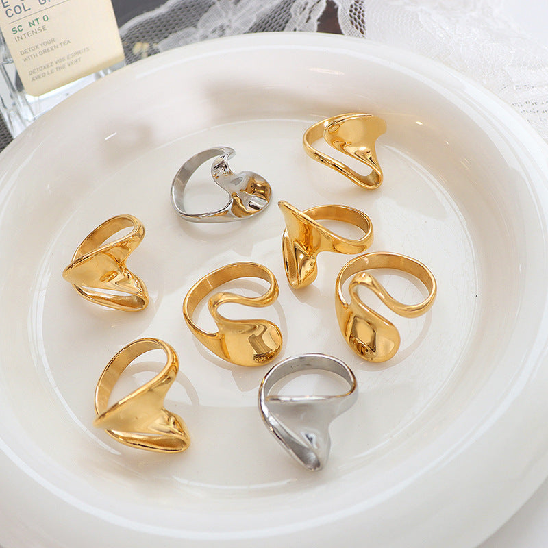 Fashion Banquet Accessories Geometric Personality Temperament Special Shaped Glossy Ring Trendy Versatile Exquisite Ring 99