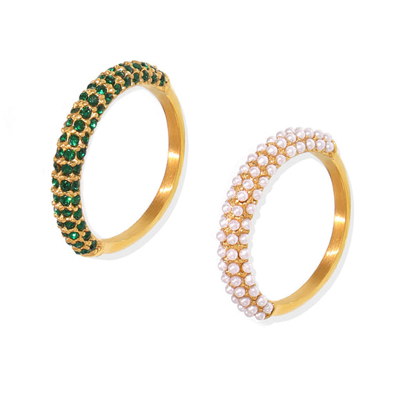 Fashion Bright Zircon Light Luxury Ring Stainless Steel PVD Electroplating Index Finger Ring Jewelry Wholesale Female