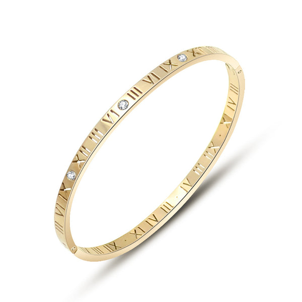 Fashion niche versatile digital diamond-encrusted narrow version bracelet jewelry bracelet titanium steel gold-plated jewelry women