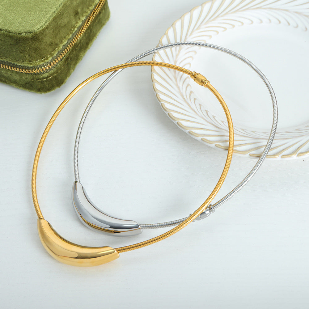 New high-end sense simple light luxury style niche design personalized titanium steel gold-plated jewelry necklace temperament female pp