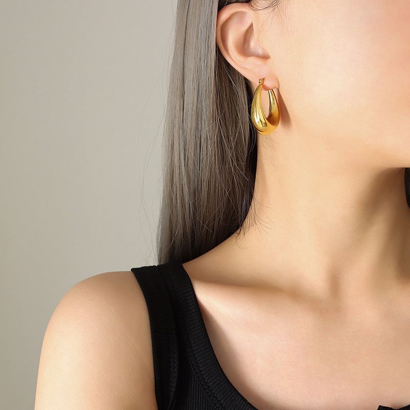 New U shape size earrings titanium steel gold-plated hot-selling European and American style does not fade fashionable personalized ear jewelry 99