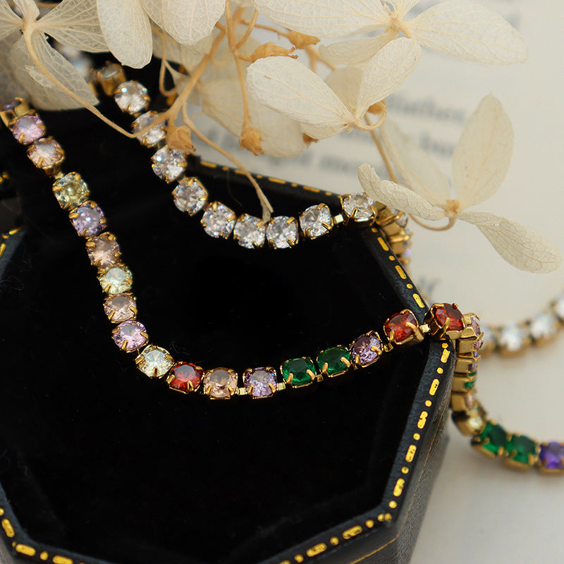 Hot-selling popular light luxury does not fade colorful diamond-encrusted zircon bracelet personalized versatile jewelry women 99