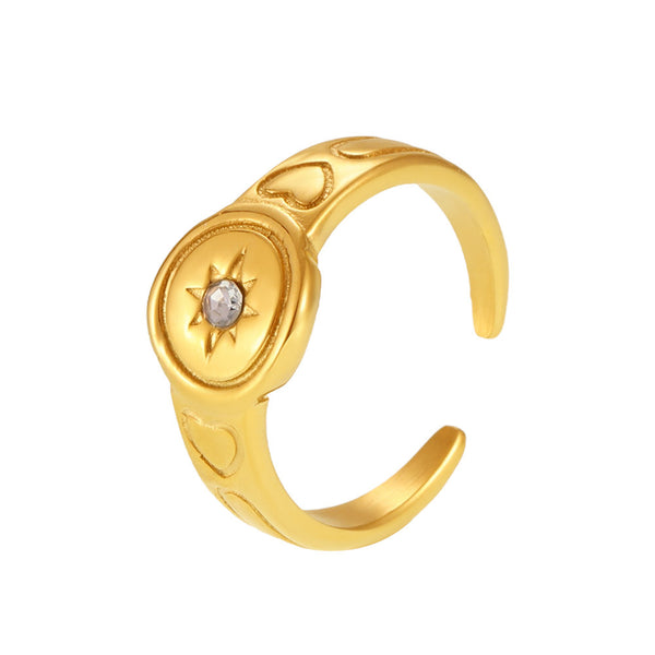 Zircon star light open ring women's European and American style simple niche ring fashion design index finger ring tide pp