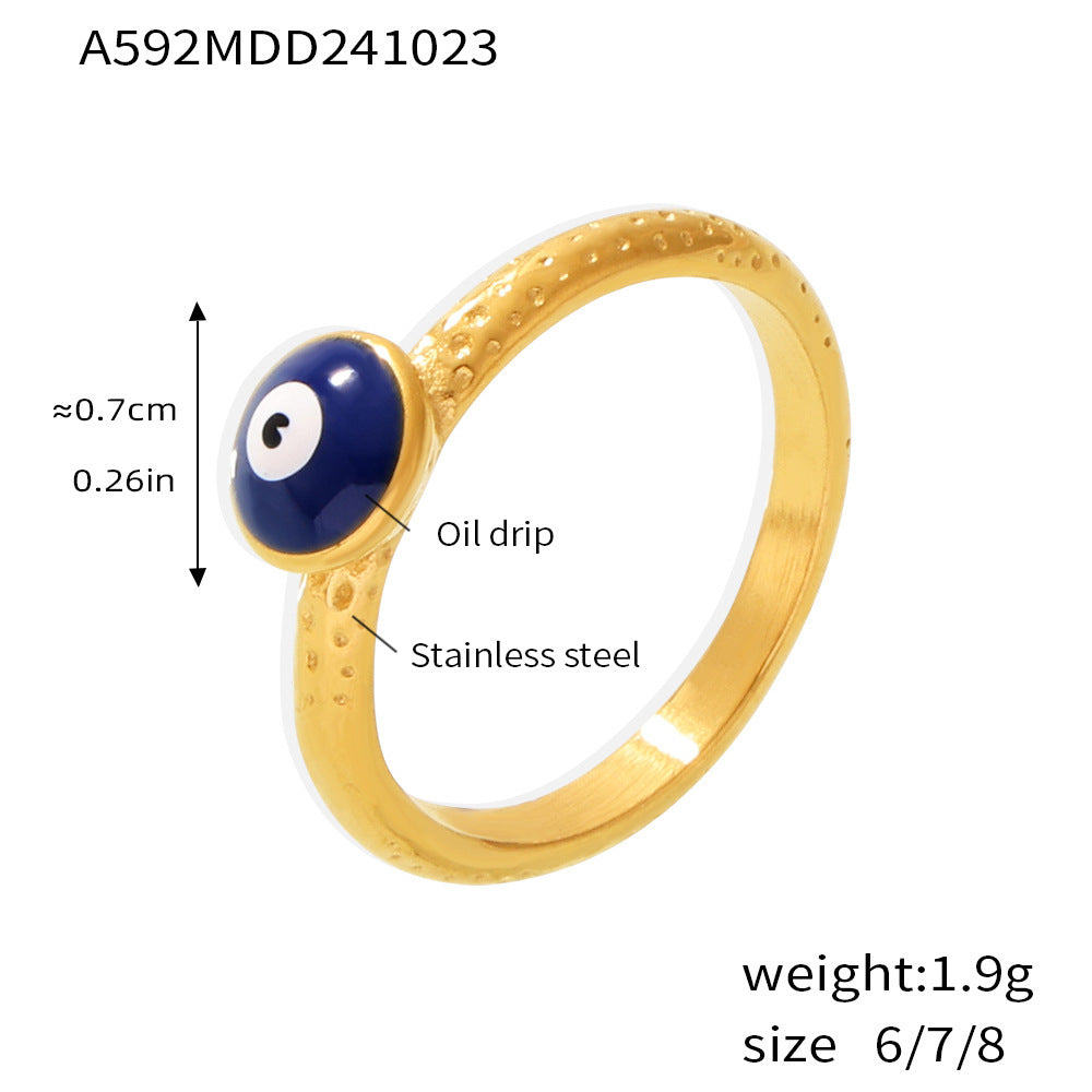 Personalized Blue Eye Ring Fashion Creative Drip Devil's Eye Ring Stainless Steel Popular Jewelry
