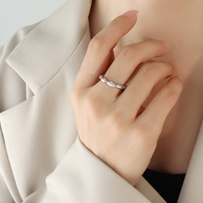 Simple style geometric oval splicing ring non-fading titanium steel gold-plated ring A211