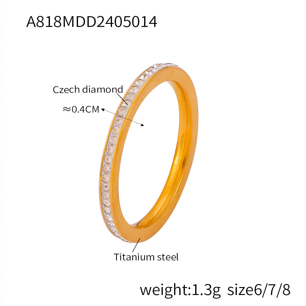 Jewelry, Tree of Life smooth titanium steel plated 18K real gold ring, love belt diamond tail ring, spot wholesale pp