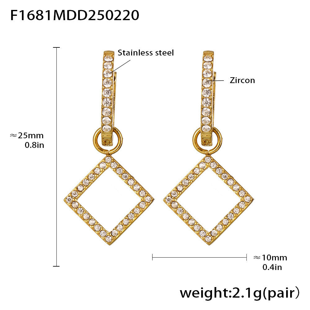 Fashion light luxury butterfly zircon pendant earrings, new hot-selling stainless steel non-fading exquisite earrings collection 99