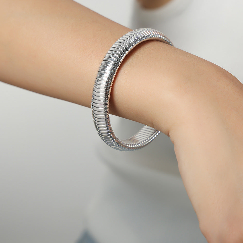 Antique original design wide and narrow elastic bracelet women's titanium steel gold-plated fashion bracelet jewelry wholesale 99