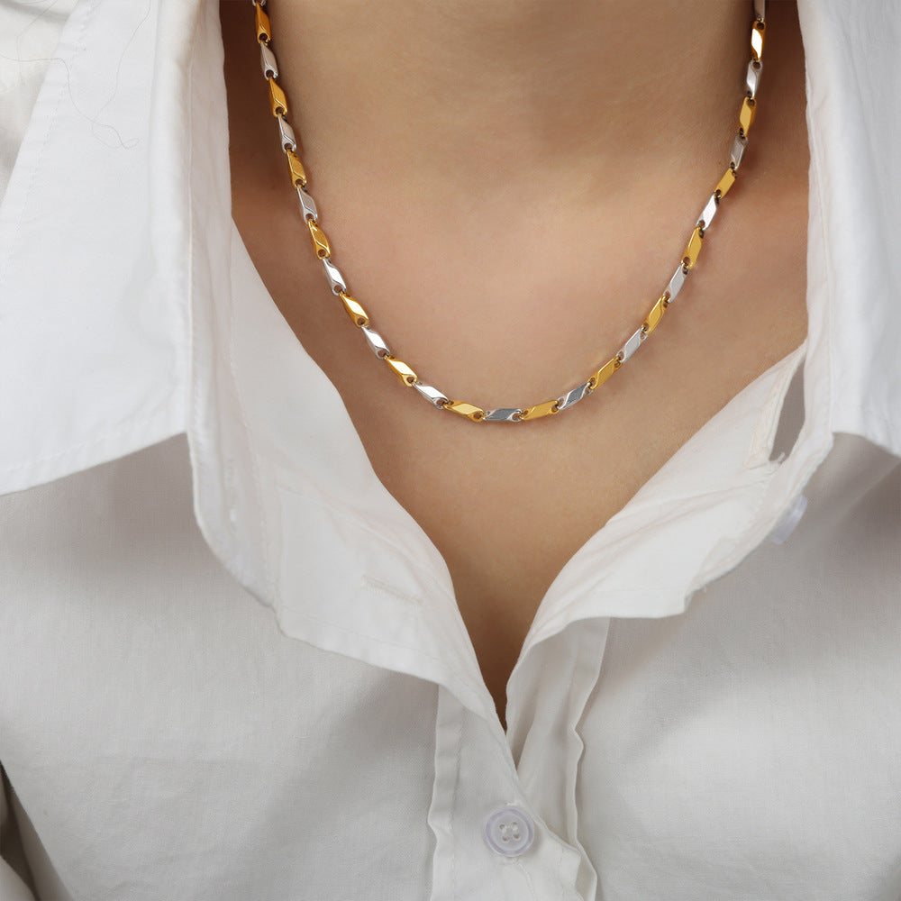 New high-end cold wind niche simple fashion versatile temperament titanium steel gold-plated personalized necklace jewelry