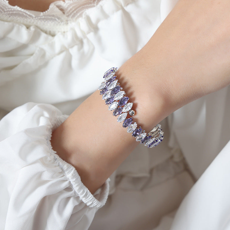 New high-end fashion personalized niche design light luxury inlaid with colored zircon bracelet jewelry women