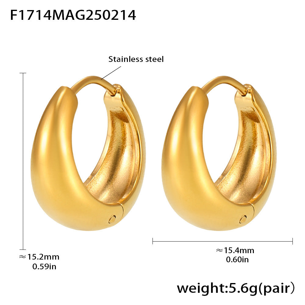 Circle earrings European and American small ear buckles niche plain rings stainless steel high polish gold color matching earrings 99