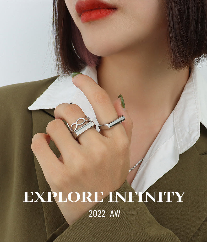 Cold wind retro niche design irregular geometric ring trendy metal hand jewelry A280