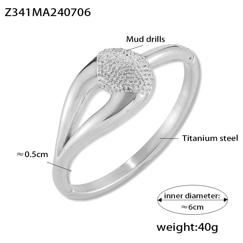 Fashion Personality Simple Versatile Niche Jewelry Geometric Splicing Design Sense Diamond Titanium Steel Gold Plated Bracelet