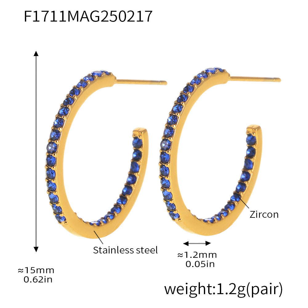 Fine titanium steel inlaid zircon earrings fashion light luxury personalized temperament earrings spot wholesale