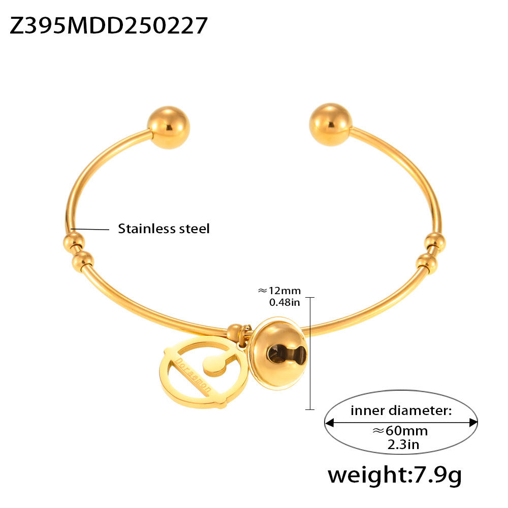 Creative sense robot cat bell bracelet popular personality versatile titanium steel opening bracelet manufacturer spot wholesale