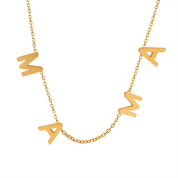 Versatile niche design MAMA Mother's Day gift jewelry titanium steel gold-plated letter pendant collarbone necklace jewelry women's 99