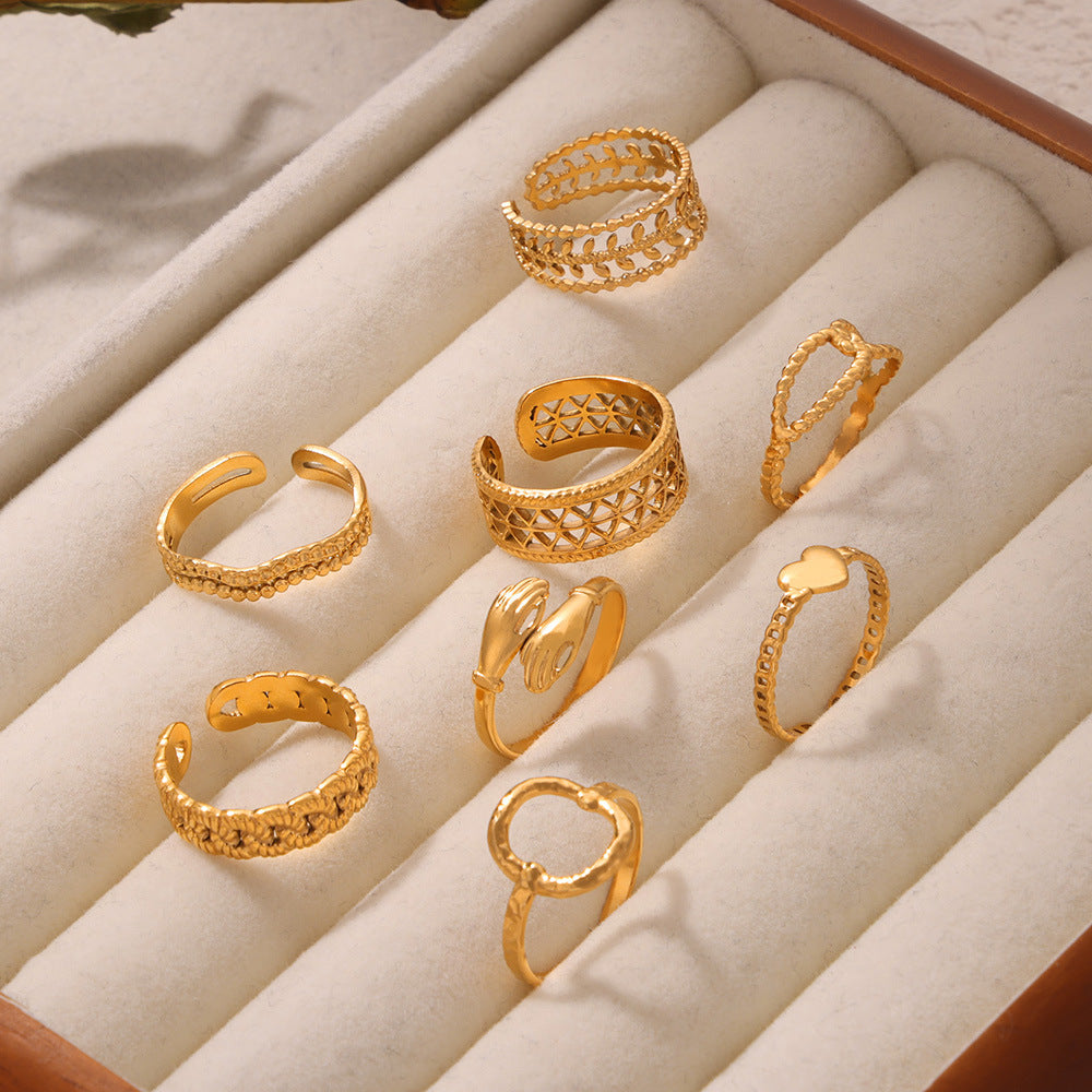 New exaggerated niche design personalized simple titanium steel gold-plated open ring jewelry wholesale female pp