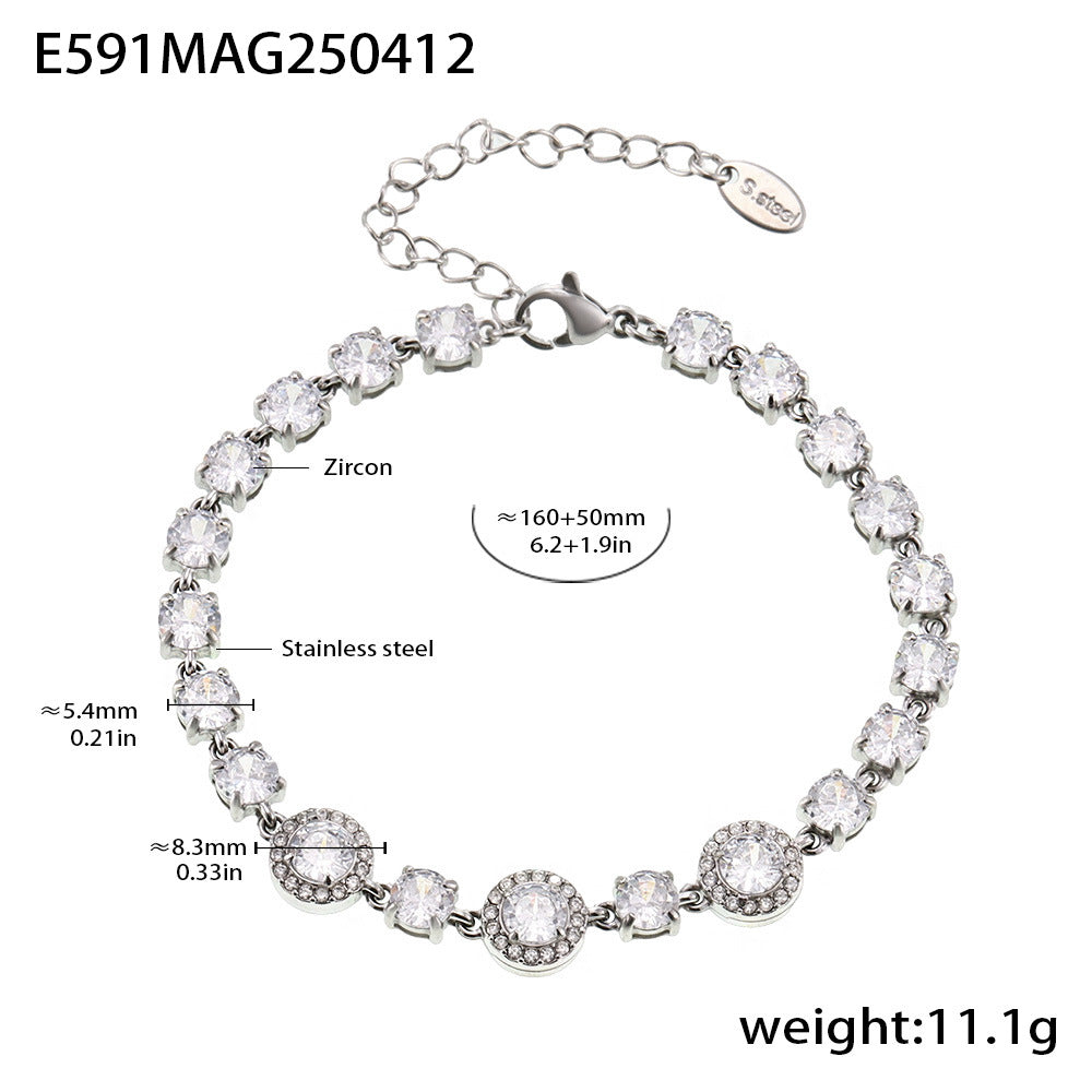 Niche design 5A zircon full diamond bracelet heavy industry design stainless steel chain decoration spot 99