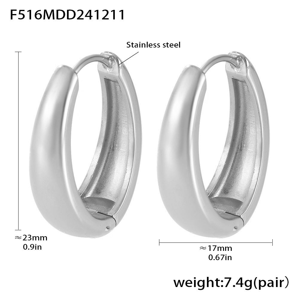 New temperament ring earrings geometric oval earrings stainless steel gold-plated earrings accessories wholesale