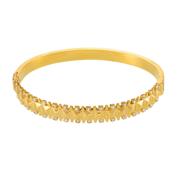 Rivet Gypsy Zircon Bracelet Stainless Steel Electroplating 18K Real Gold Handmade High Quality Fine Polished Bracelet
