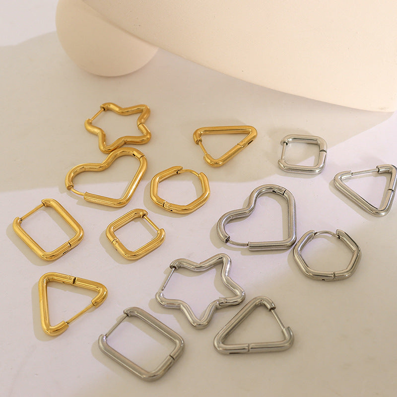 Plain circle niche versatile design titanium steel gold-plated earrings women's Korean trendy new ear jewelry spot 99