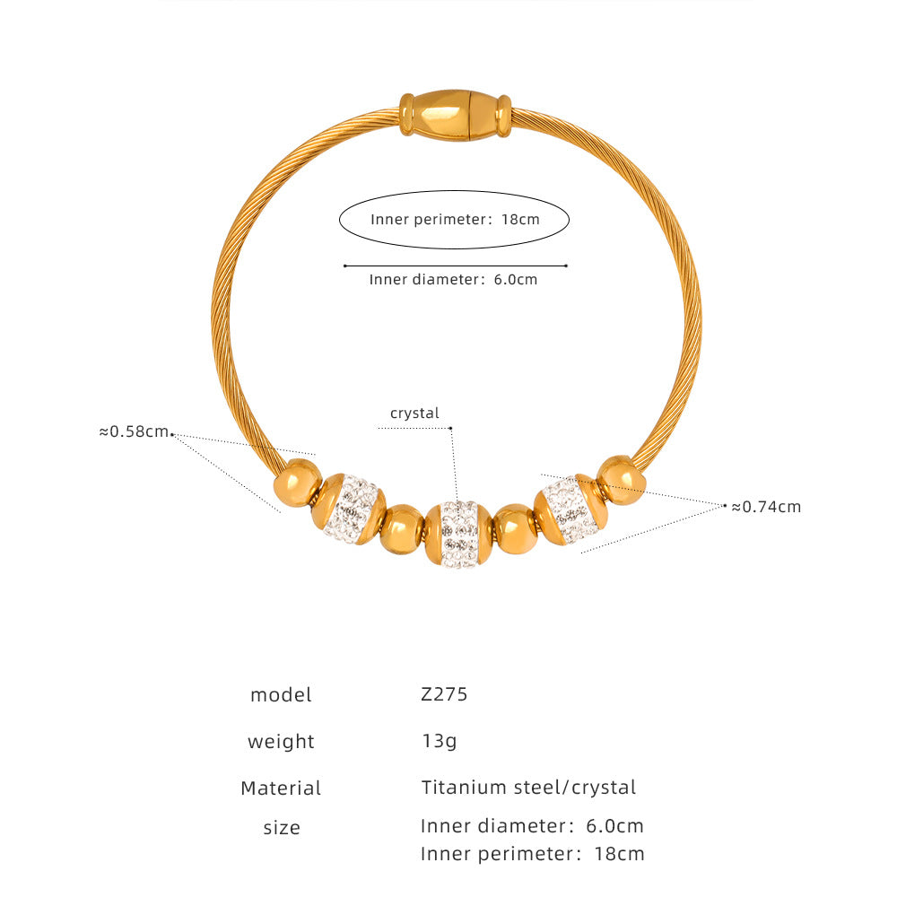 Titanium steel electroplated 18k gold non-fading pendant bracelet female, new retro heart-shaped pendant bracelet wholesale pp