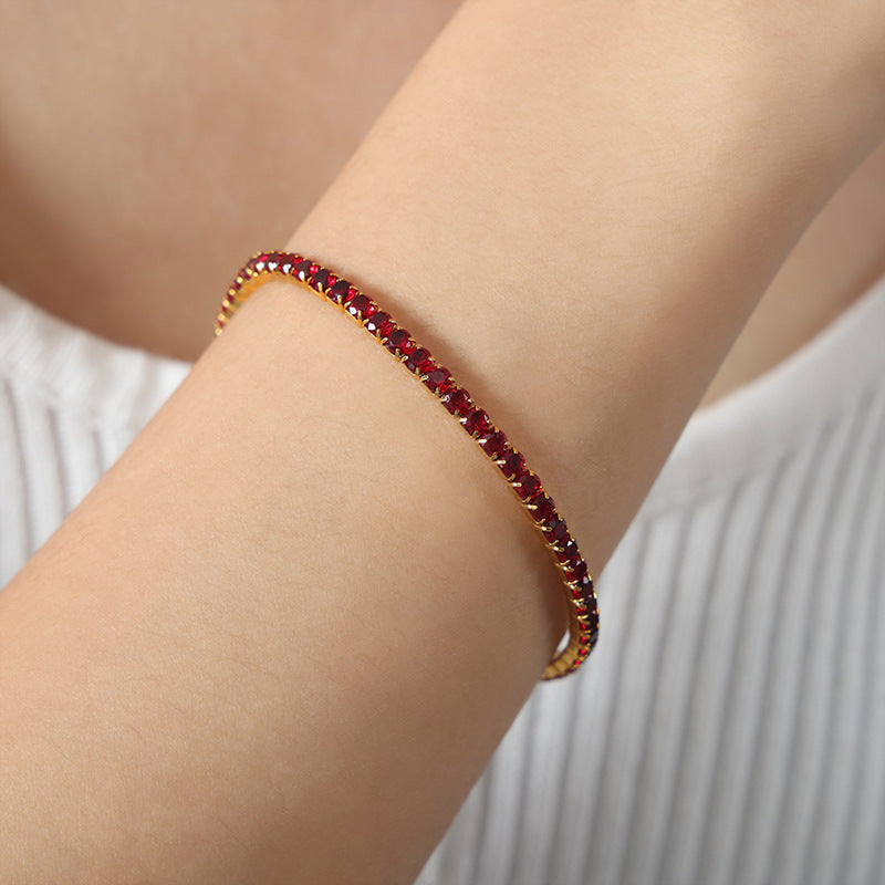 New high-end light luxury full of zircon niche design titanium steel gold-plated personalized bracelet women's jewelry wholesale