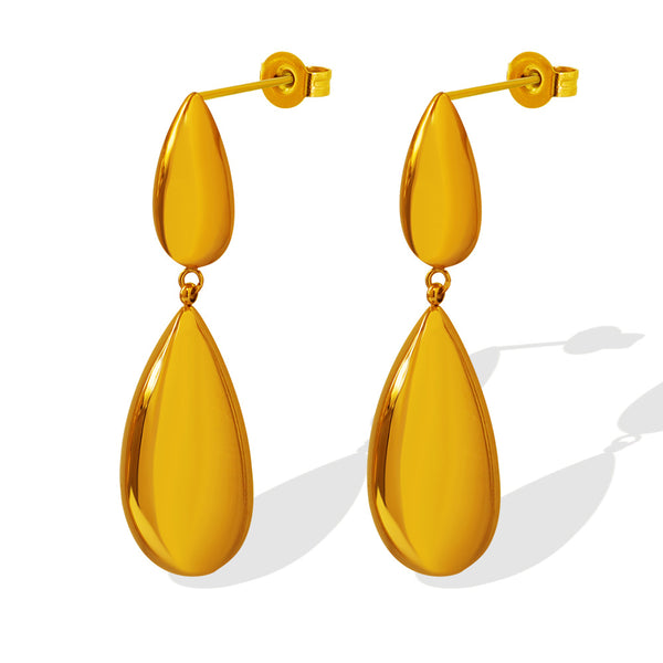 Summer personality versatile Korean minimalist size water drop splicing pendant earrings temperament new 99