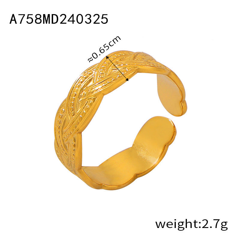 Simple and personalized design jewelry geometric texture splicing ring titanium steel multi-layer stacked wind index finger ring pp