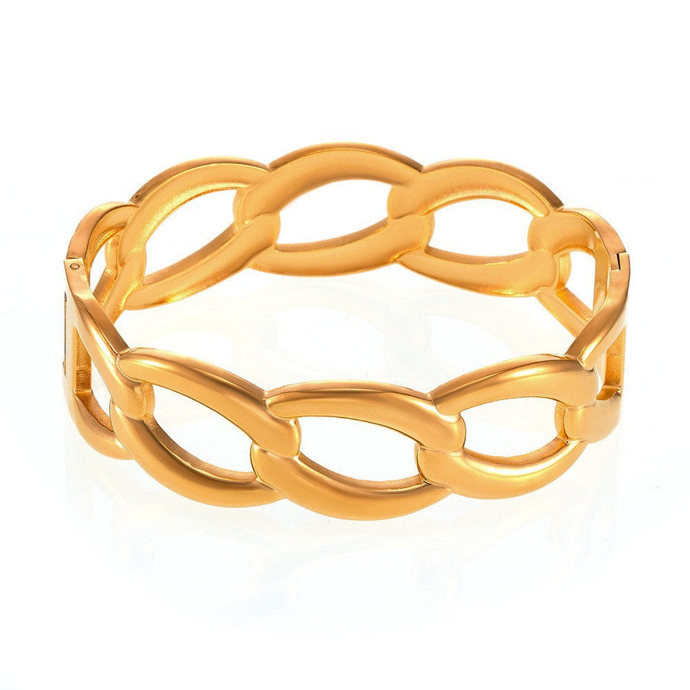 Titanium steel bracelet light luxury PVD electroplating 18K real gold European and American trend Bracelet bracelet combination spot