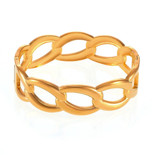 Titanium steel bracelet light luxury PVD electroplating 18K real gold European and American trend Bracelet bracelet combination spot