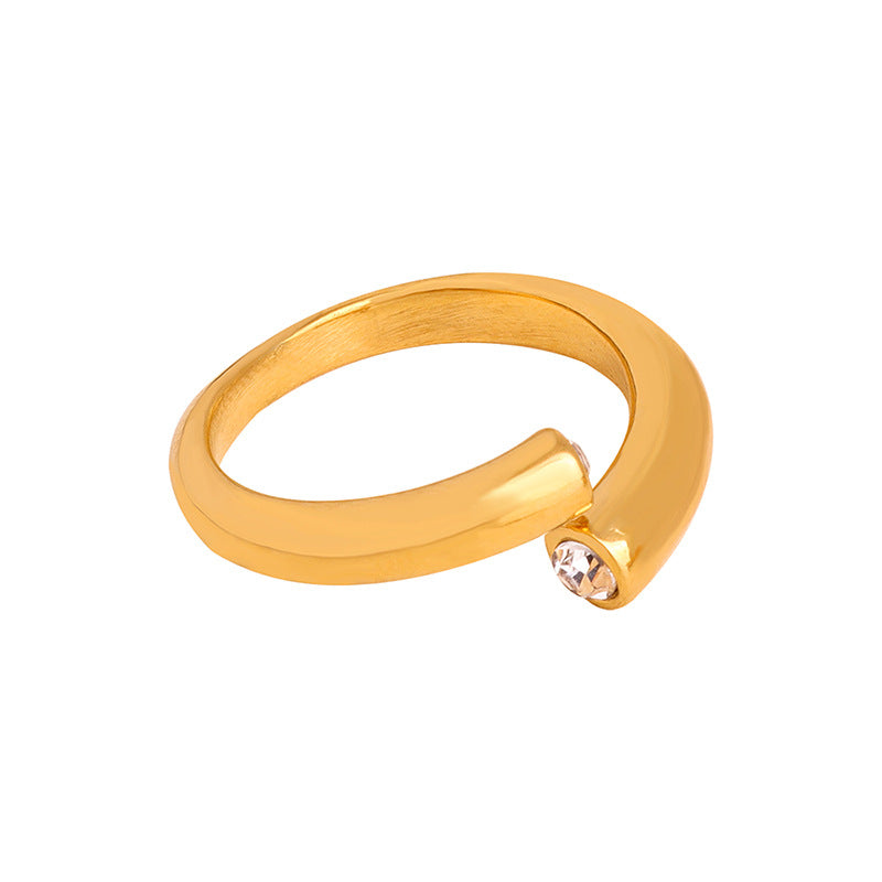 Niche design sense cold wind simple personality light luxury inlaid zircon titanium steel non-fading ring jewelry women