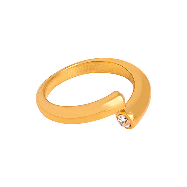 Niche design sense cold wind simple personality light luxury inlaid zircon titanium steel non-fading ring jewelry women