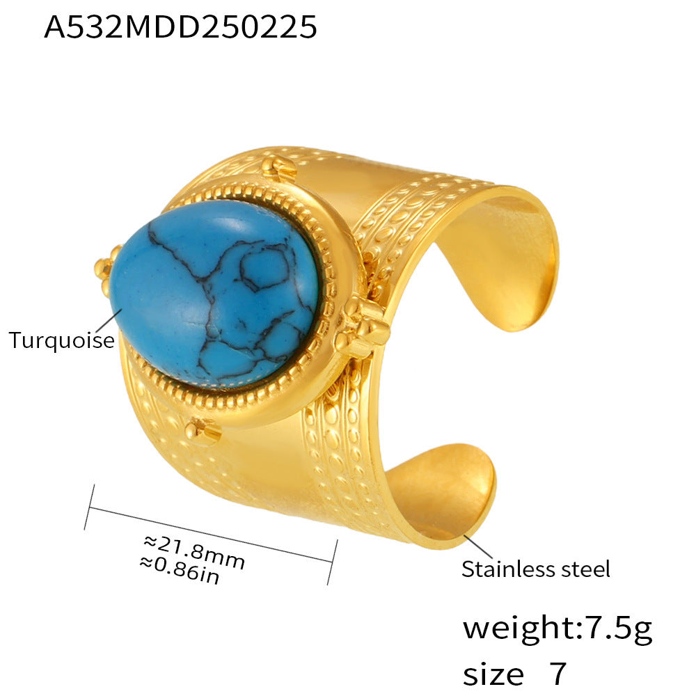 Zircon inlaid ring fashion personality stainless steel color retention index finger ring combination tide wholesale