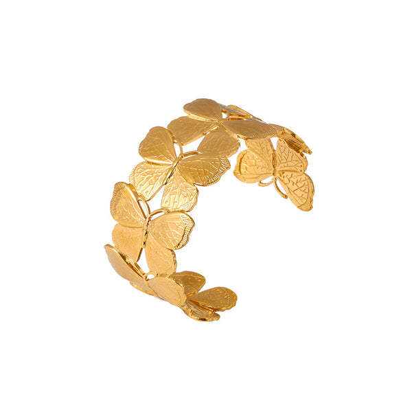Butterfly exaggerated opening bracelet stainless steel plated 18k gold temperament elegant light luxury bracelet women