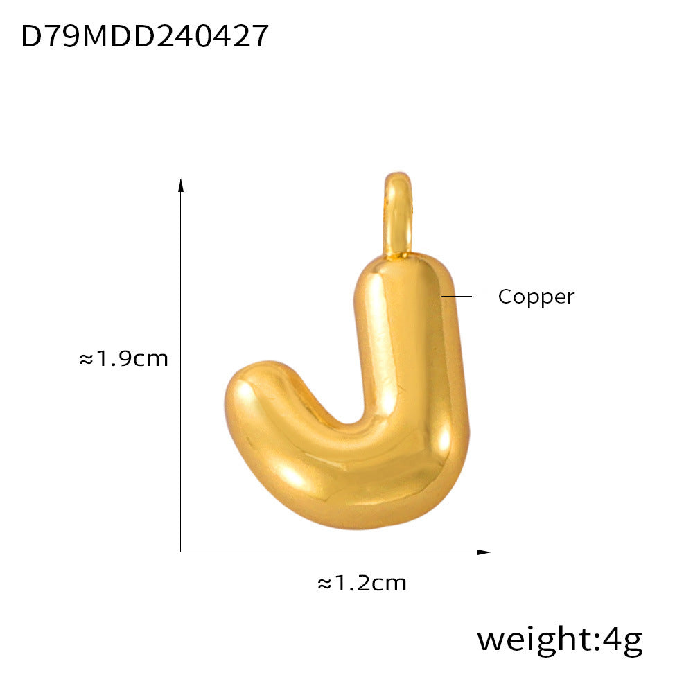Hot Sale Glossy Bubble Balloon 26 English Letter Pendant Accessories Versatile Copper Gold Plated Jewelry 99