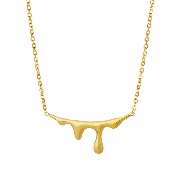 Tide lava light luxury necklace, niche design water drop pendant, titanium steel plated 18K gold collarbone chain 99