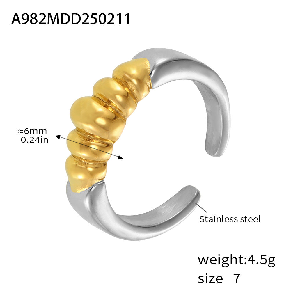 Design trendy niche fashion sense light luxury ring headband shape personality opening index finger ring plating 18k gold 99