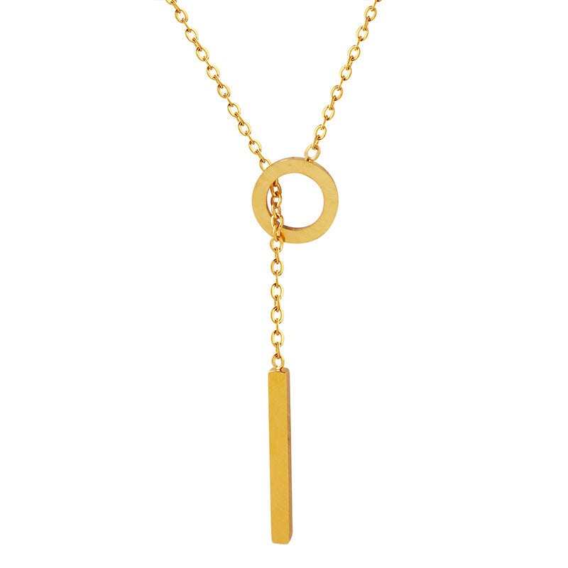 Clavicle chain cold wind pull clavicle chain niche necklace titanium steel 18K gold retro fringed necklace female pp