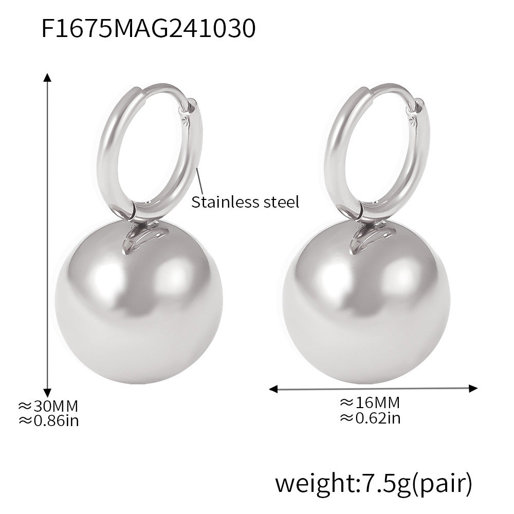 Oil painting candy color hollow steel ball earrings stainless steel PVD plating temperament fashion ear buckle earrings 99