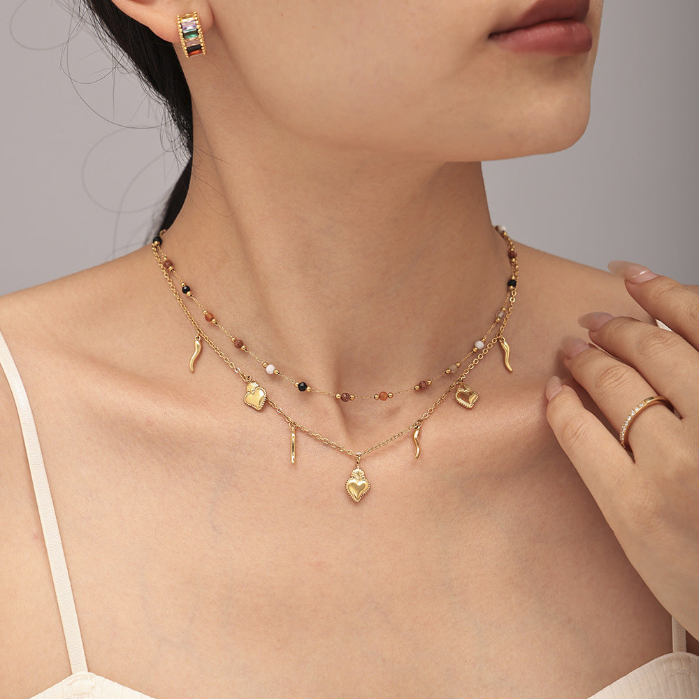DIY multi-accessories stacked necklace niche bracelet stainless steel plated 18K real gold set in stock