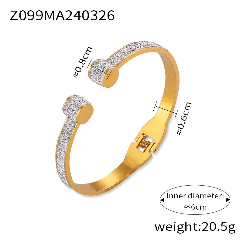 New fashion titanium steel 18K gold open bracelet geometric fold texture design sense fashion jewelry wholesale